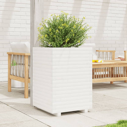 Jardinera Madera Maciza De Pino Blanco 50x50x72 Cm_2