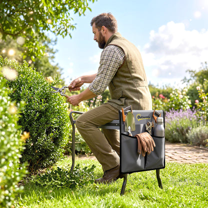 Outsunny Taburete De Jardín Plegable 2 En 1 Con Almohadilla De Espuma Y Bolsa_3
