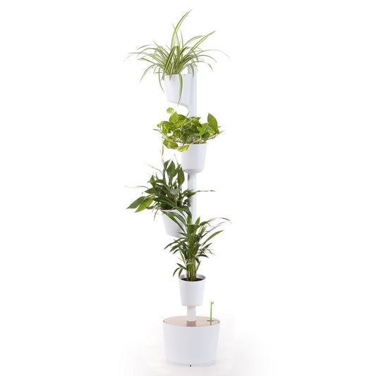 Macetero Vertical Citysens Con Riego Inteligente De 4 Macetas – Blanco, Polipropileno 100% Reciclado_0