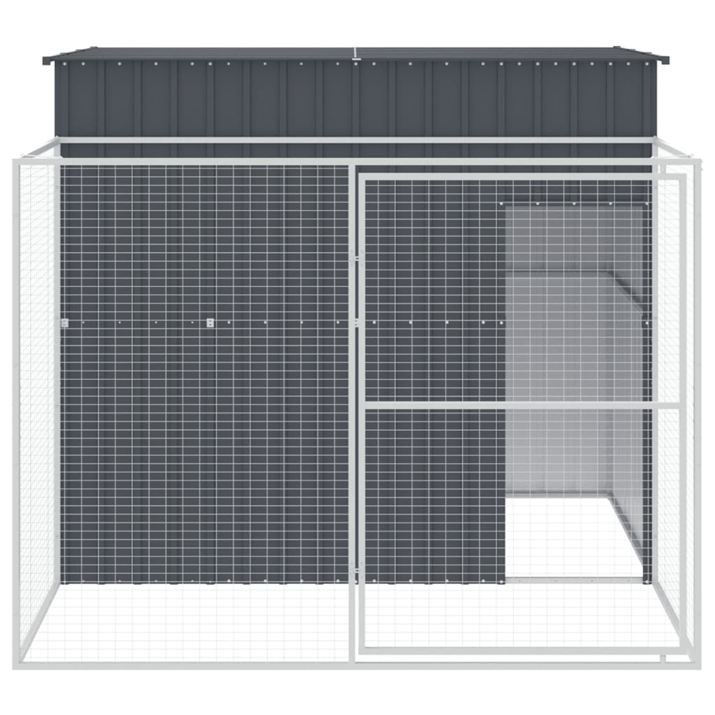 Caseta Perros Con Corral Acero Galvanizado Gris 214x253x181 Cm_2