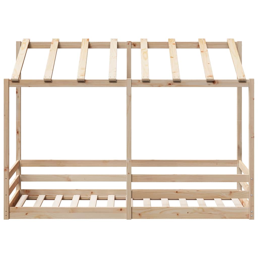 Cama Infantil Con Techo Madera Maciza Pino 75x190 Cm_3