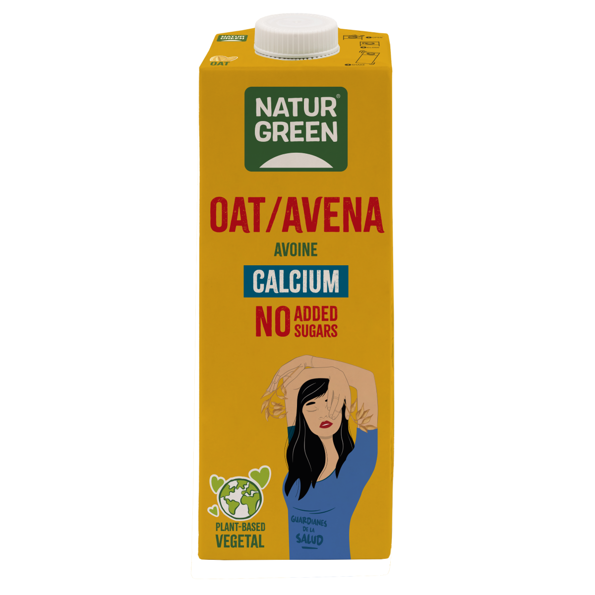 Pack 6 uds Bebida de Avena con Calcio sin azúcares añadidos Naturgreen 1 litro