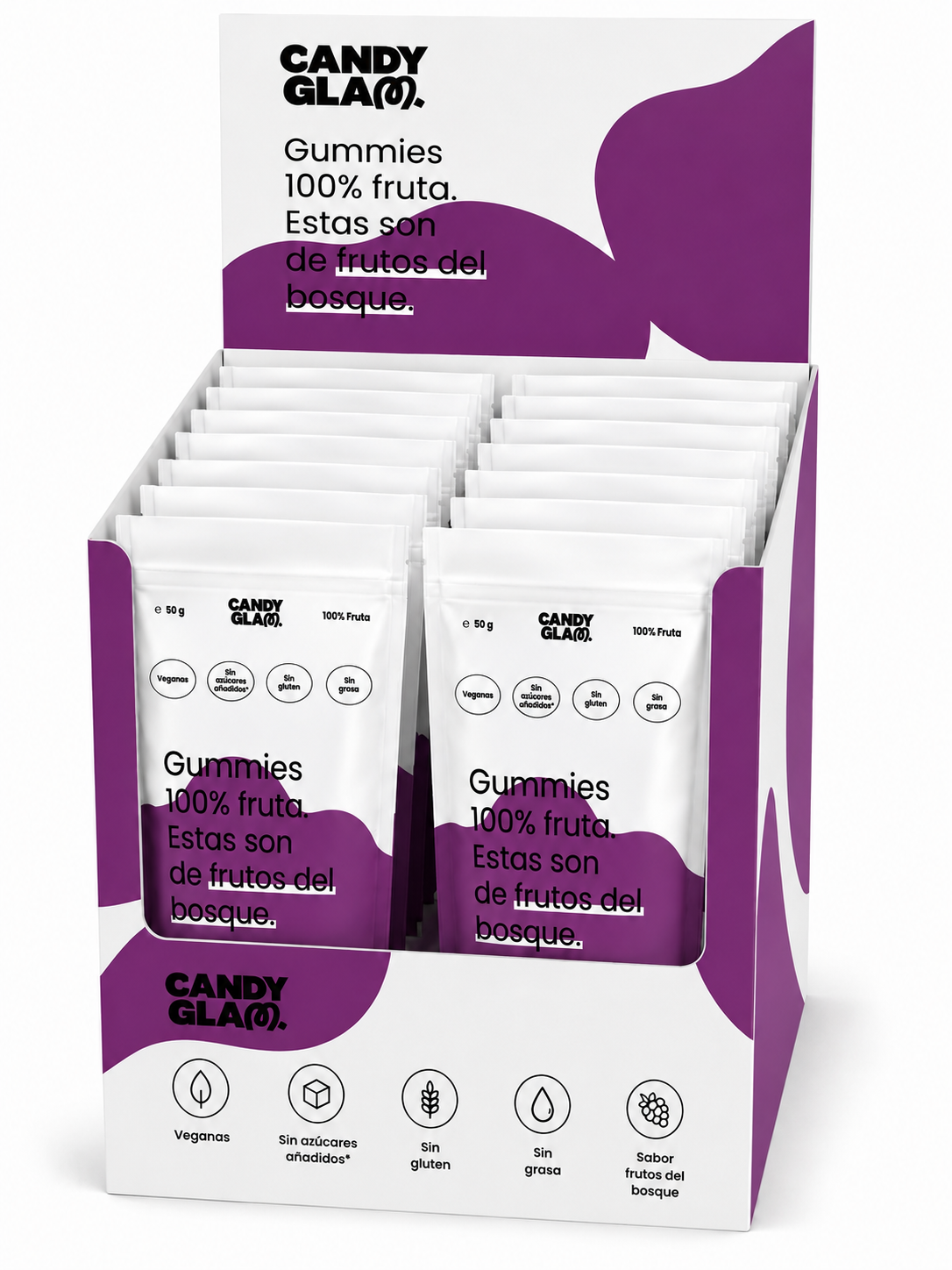 Gummies 100% Fruta Pack De 14 Frutos Del Bosque – Snack Saludable Vegano Sin Azúcares Añadidos_0