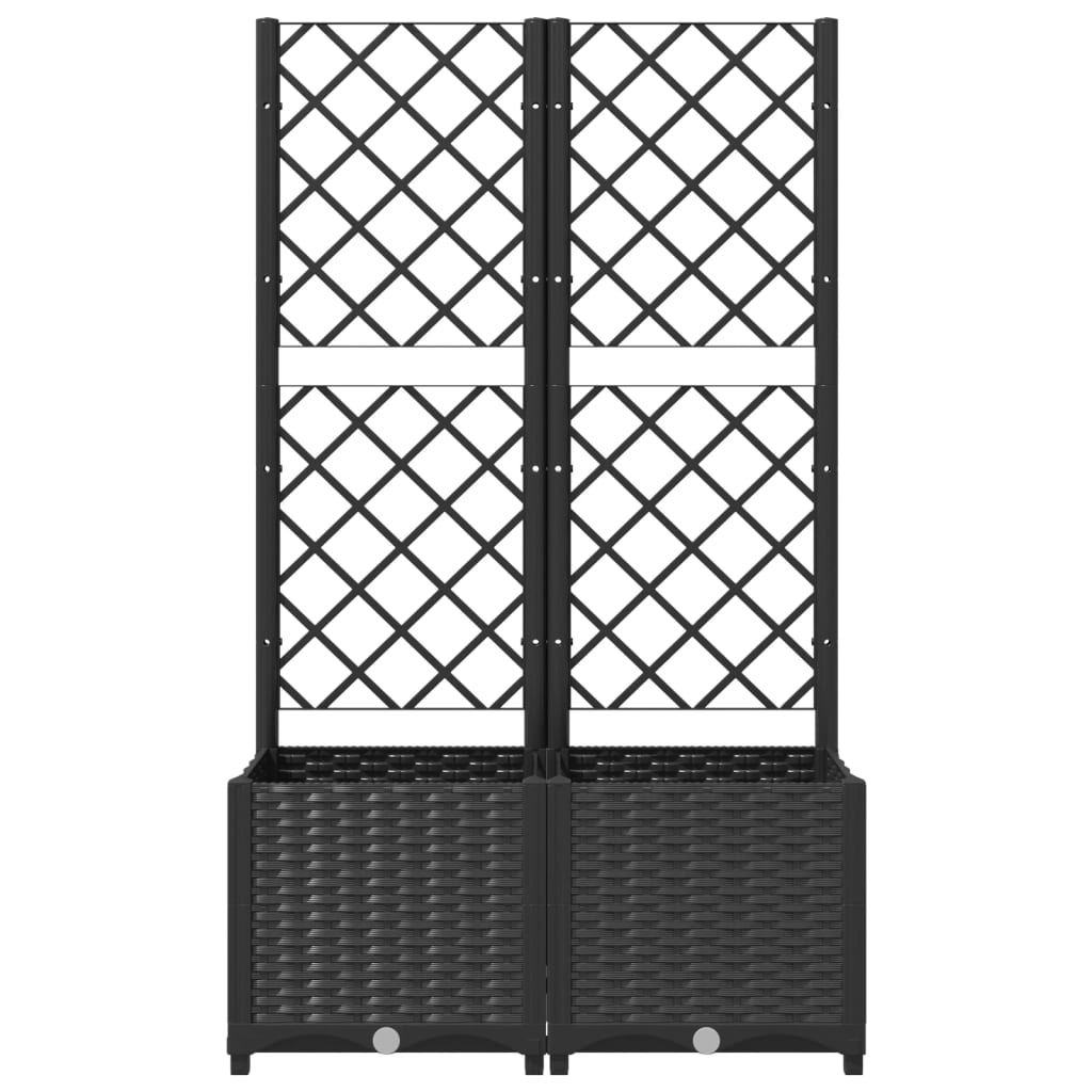 Jardinera De Jardín Con Enrejado, Color Negro, 80 X 40 X 136 Cm, Pp_2