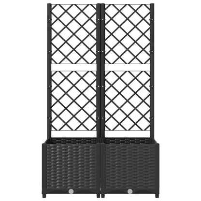 Jardinera De Jardín Con Enrejado, Color Negro, 80 X 40 X 136 Cm, Pp_2