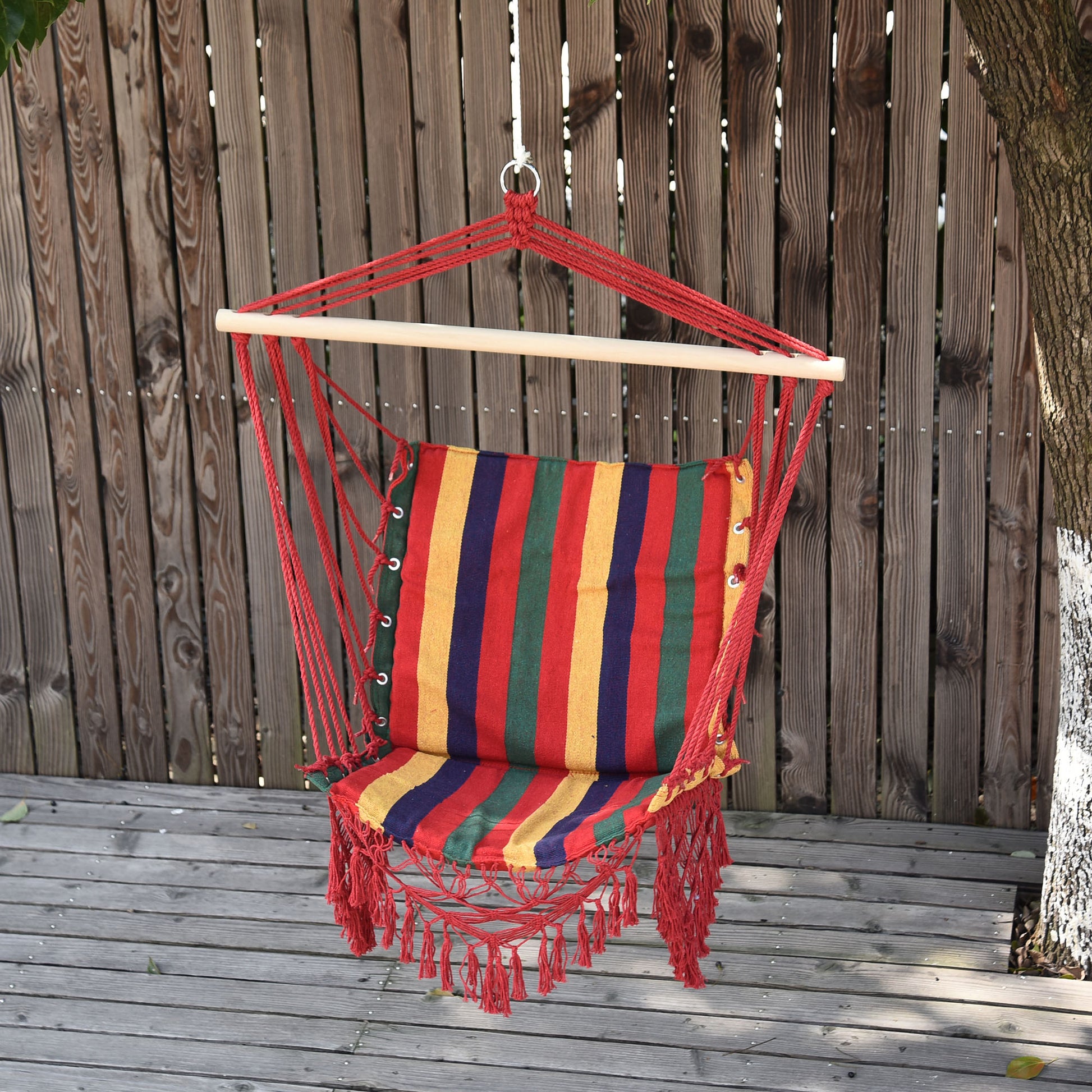 Outsunny Silla Colgante Algodón Poliéster 100 Kg Interior Exterior 100x60x100 Cm_1