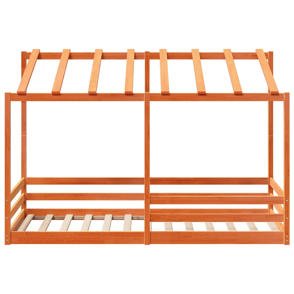 Cama Infantil Con Techo Madera Maciza Pino Marrón 80x200 Cm_3