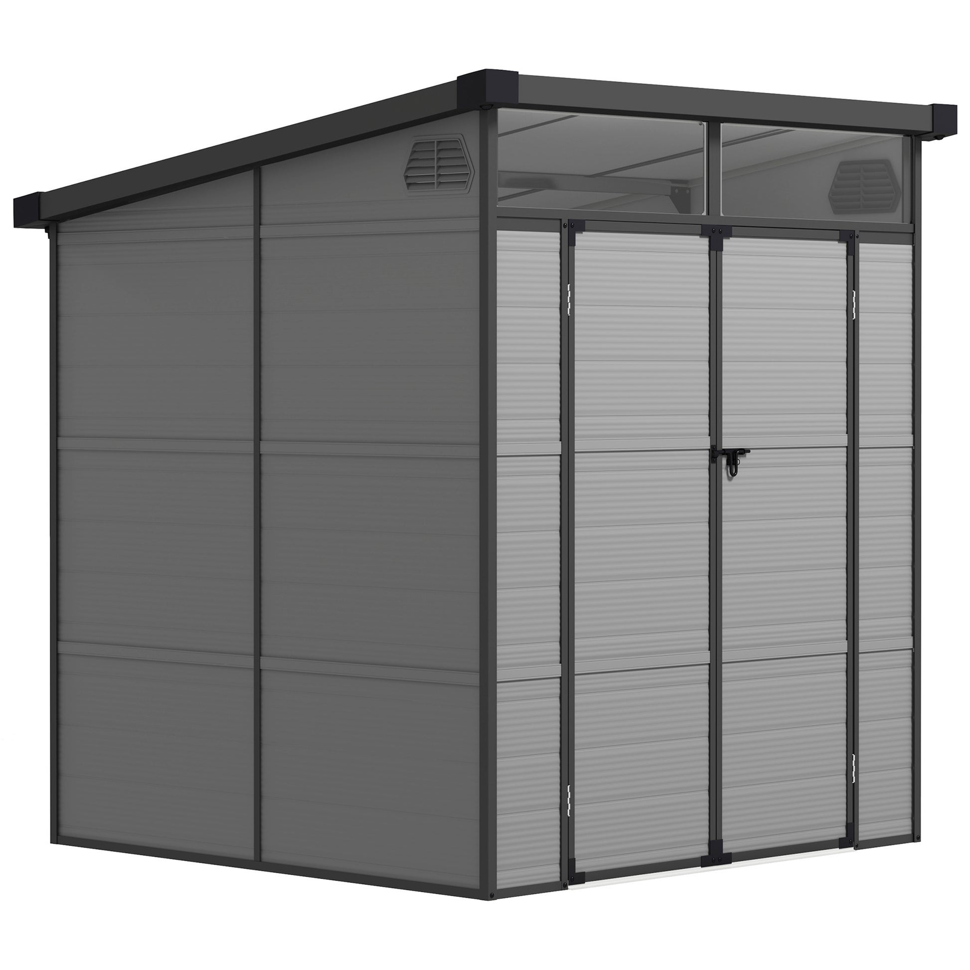 Outsunny Cobertizo De Jardín 3,24 M² 190x191x215 Cm Con Puerta Corredera Gris_0