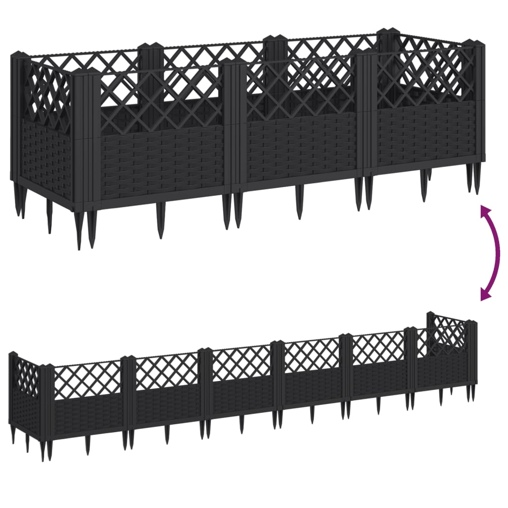 Jardinera Con Clavijas Pp Negro 123,5x43,5x43,5 Cm_5