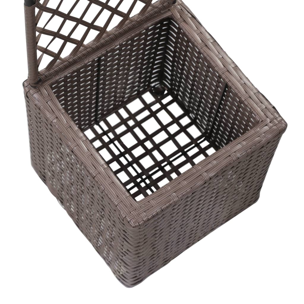 Enrejado Y Arriate 1 Maceta Ratán Sintético Marrón 30x30x107 Cm_5