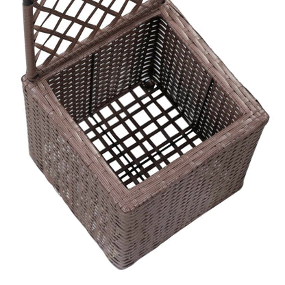 Enrejado Y Arriate 1 Maceta Ratán Sintético Marrón 30x30x107 Cm_5