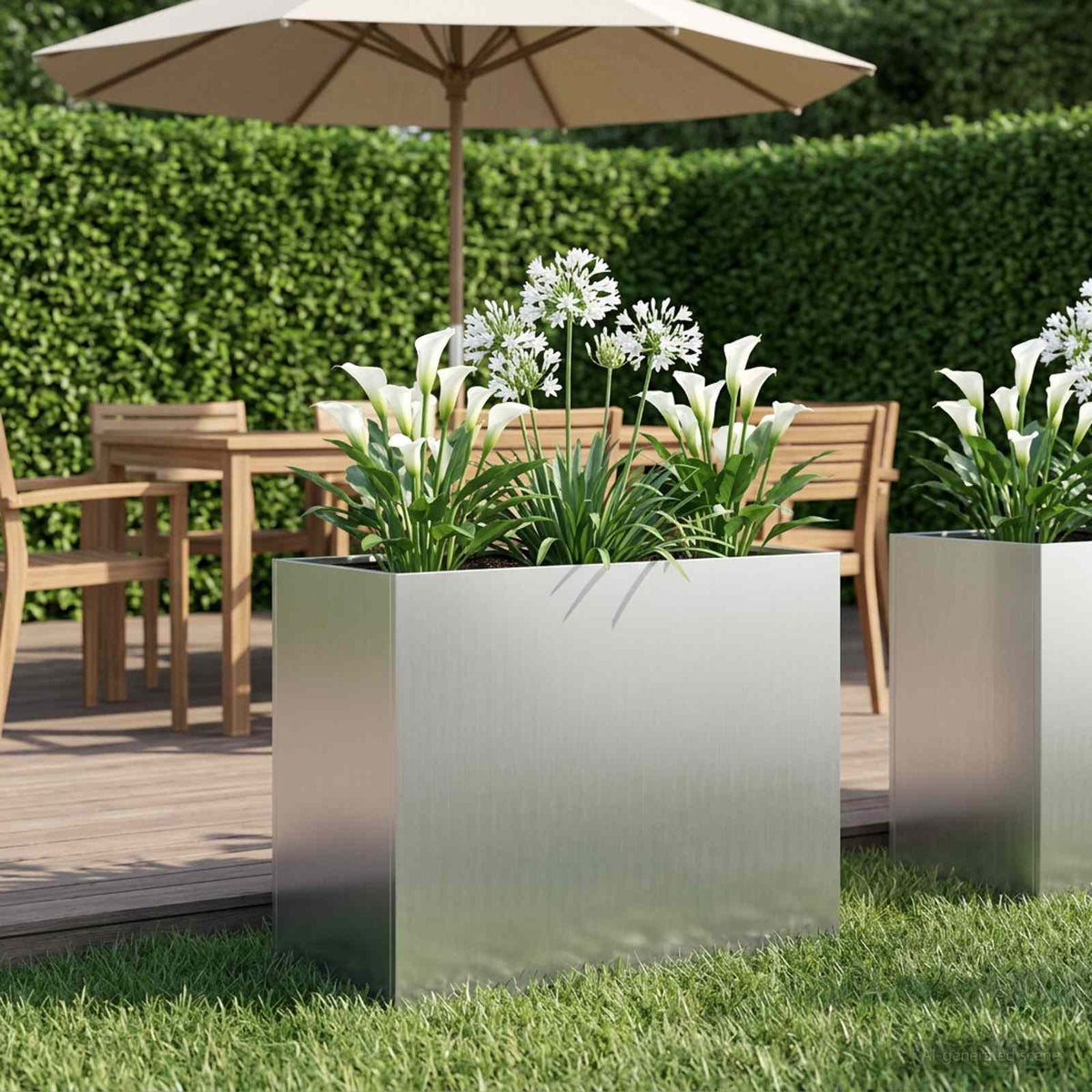 Macetero De Jardín Plateado 60 X 30 X 40 Cm Acero Galvanizado_1