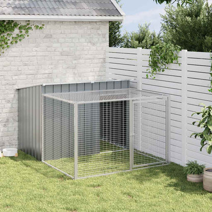 Caseta Para Perro Con Corral Antracita 153x194x110 Cm Acero Galvanizado_2