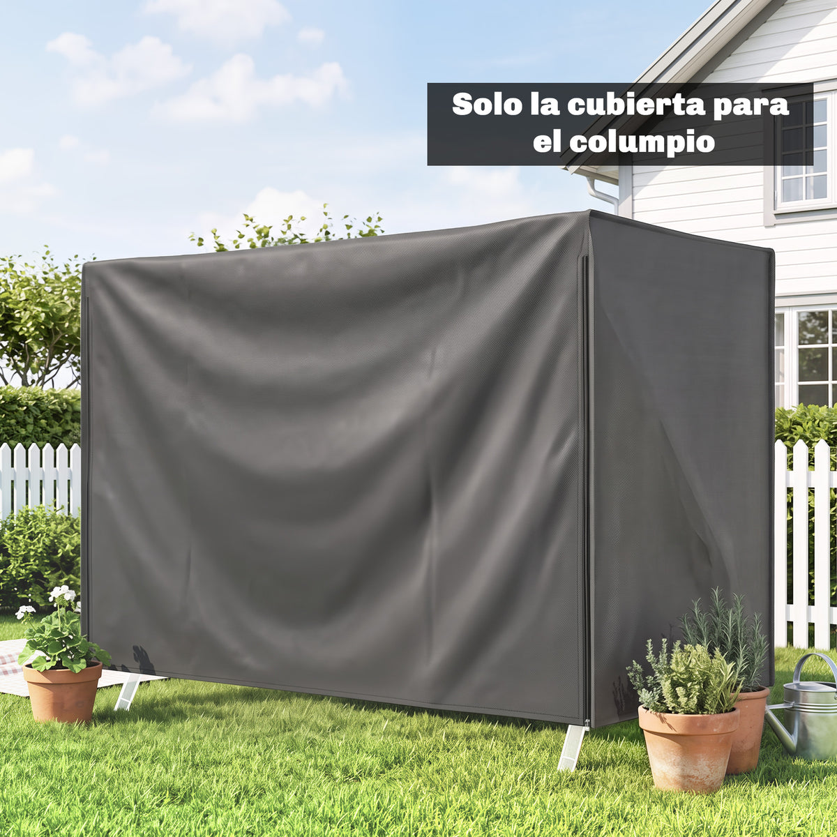 Outsunny Funda Balancín Jardín Con 2 Cremalleras 205x124x164 Cm Gris Oscuro_4