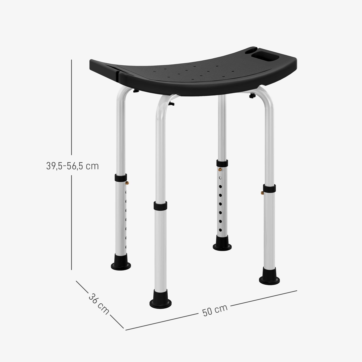 Homcom Taburete De Ducha Con Altura Regulable Y Patas Antideslizantes Negro_2