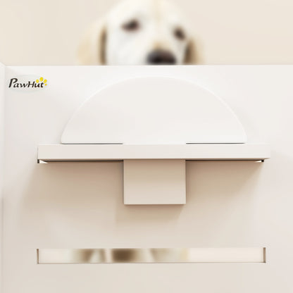Pawhut Comedero Perros Elevado De 3 Alturas Ajustables Cuencos 2x1 L Blanco_3