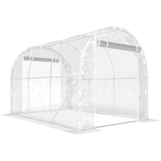 Outsunny Invernadero De Túnel 3x2x2 M Con 2 Puertas Enrollables Transparente_0