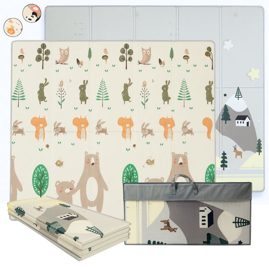 Bathby | Alfombra Plegable Para Bebé 200 × 180 Cm, Reversible Animales/invierno_0
