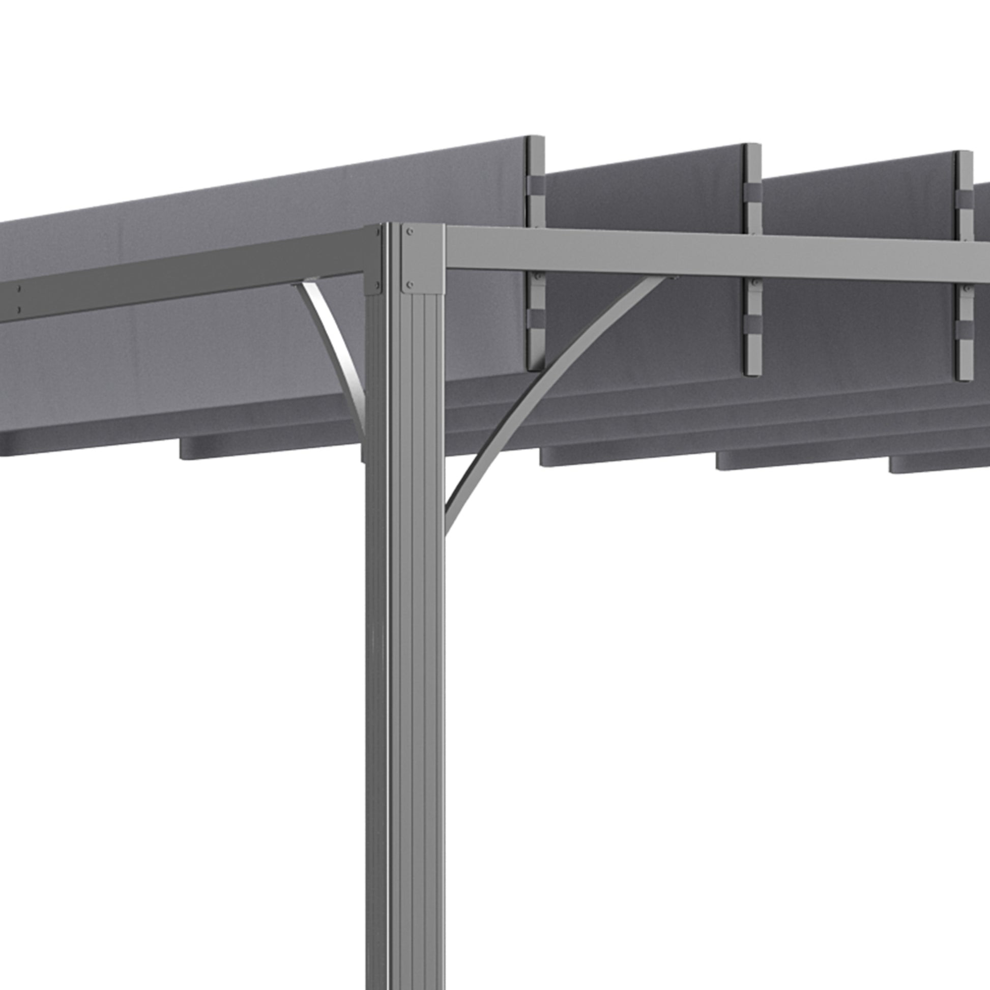 Outsunny Pérgola 3x3 M Con Diseño De Lamas Superior Giratorio Hasta 135° Gris_3
