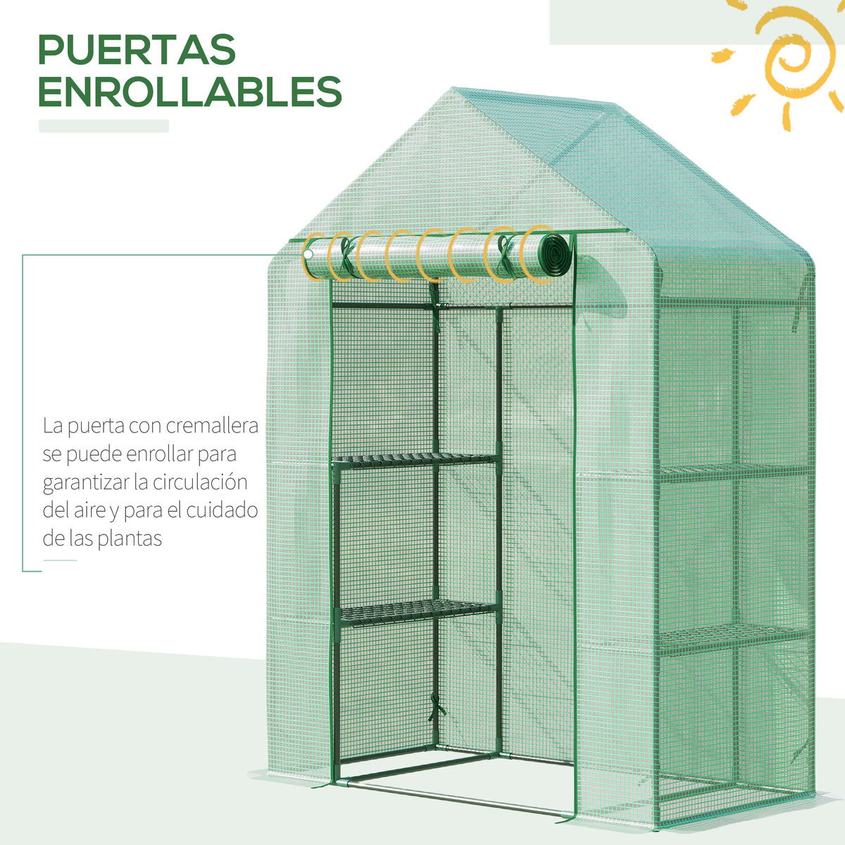 Invernadero De Jardín Outsunny Acero, Pe Verde 141x72x191 Cm_4
