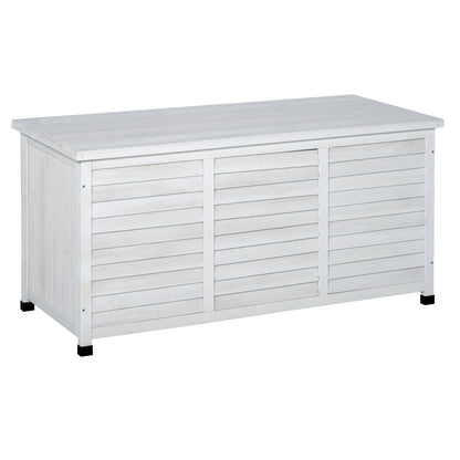 Outsunny Baúl De Madera Exterior Con Tapa Abrible Y Diseño Persiana 127x56x60 Cm_0