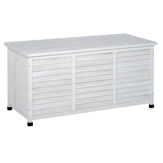 Outsunny Baúl De Madera Exterior Con Tapa Abrible Y Diseño Persiana 127x56x60 Cm_0
