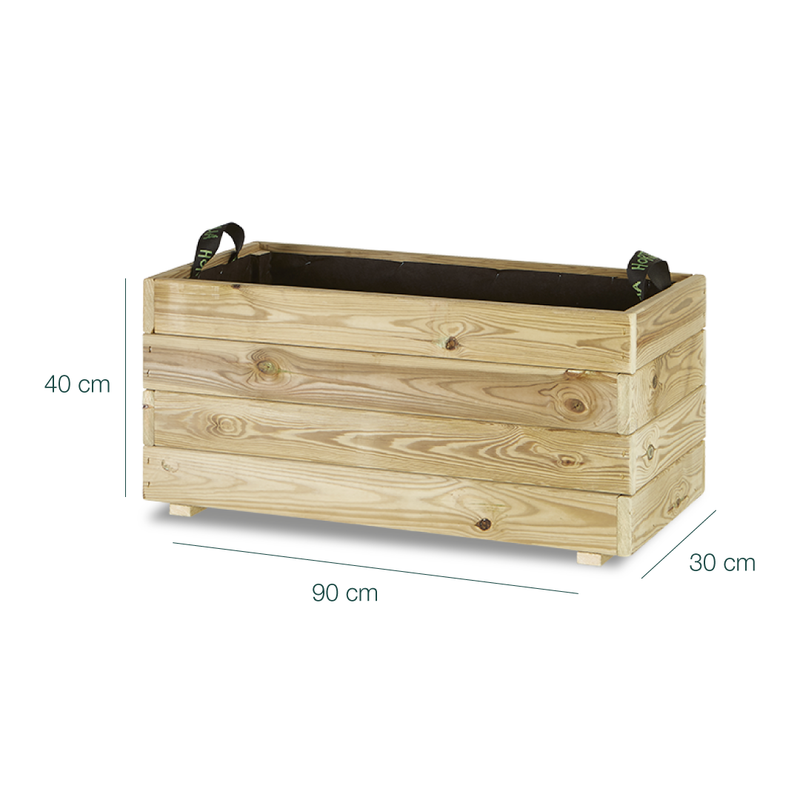 Jardinera Rectangular De Madera Tratada Para Exterior Ghio Hortalia 90x30x40 Cm_5