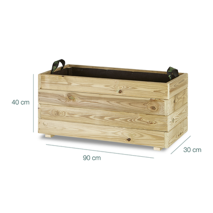 Jardinera Rectangular De Madera Tratada Para Exterior Ghio Hortalia 90x30x40 Cm_5
