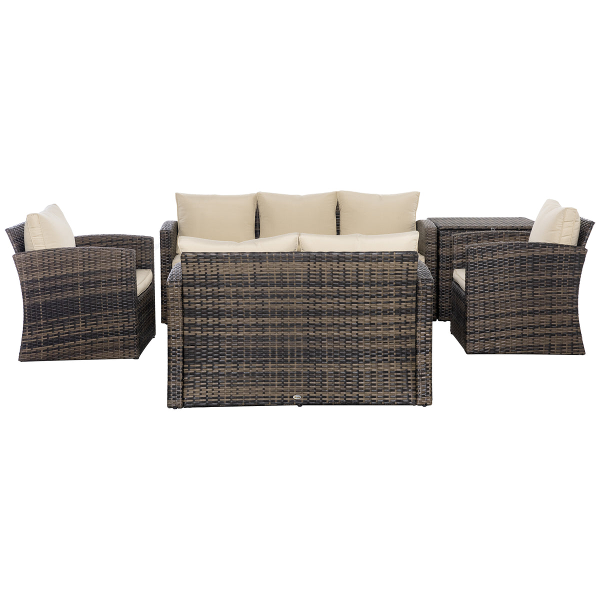 Conjunto De Jardín Outsunny Ratán Pe, Metal Caqui 183x72x77 Cm_3