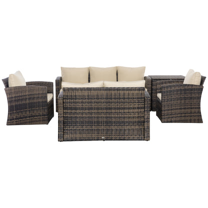 Conjunto De Jardín Outsunny Ratán Pe, Metal Caqui 183x72x77 Cm_3