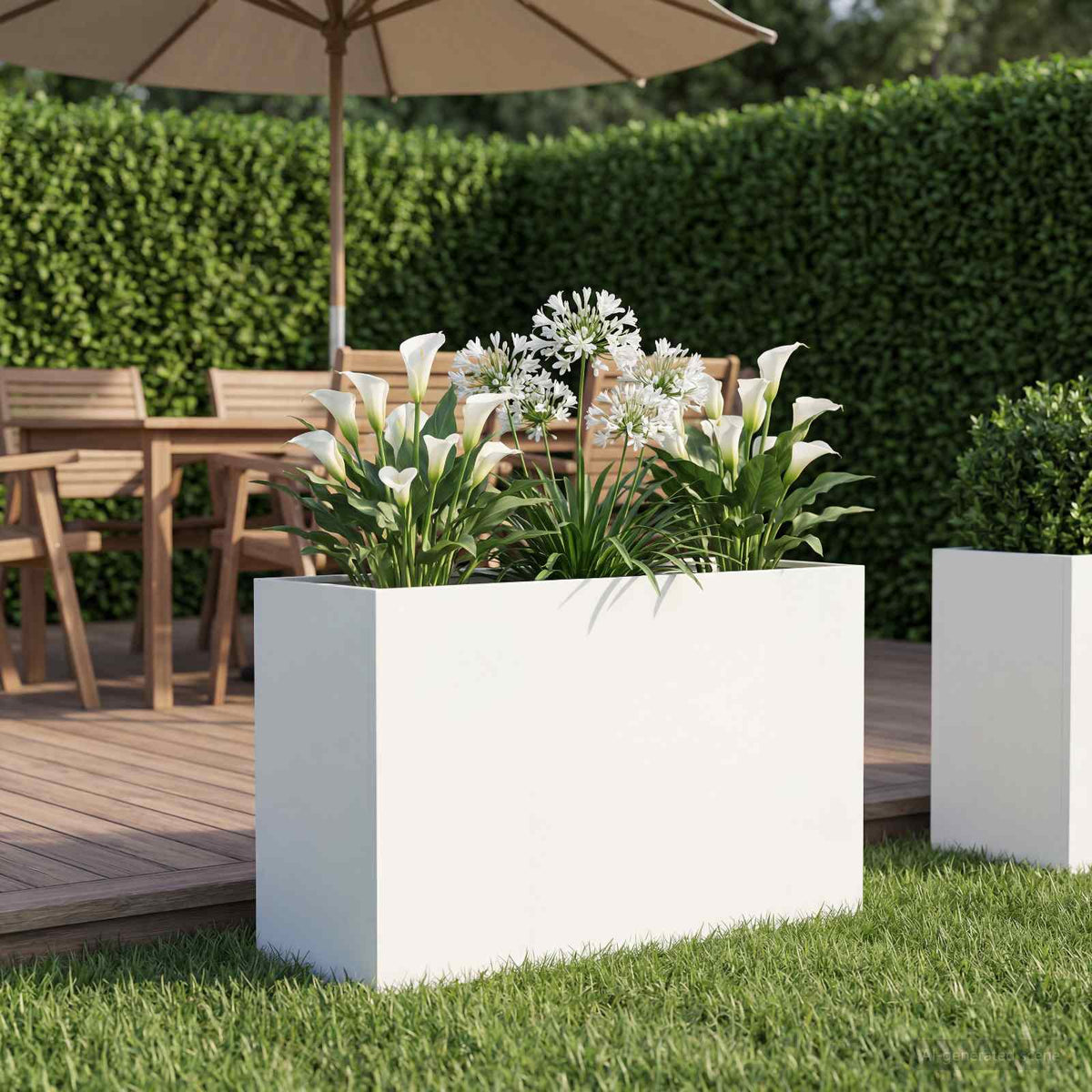 Macetero De Jardín Blanco 80 X 30 X 50 Cm_1