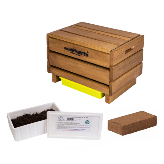 Pack Vermicompostador Frutero Sencillo + 300 Lombrices + Fibra De Coco_0
