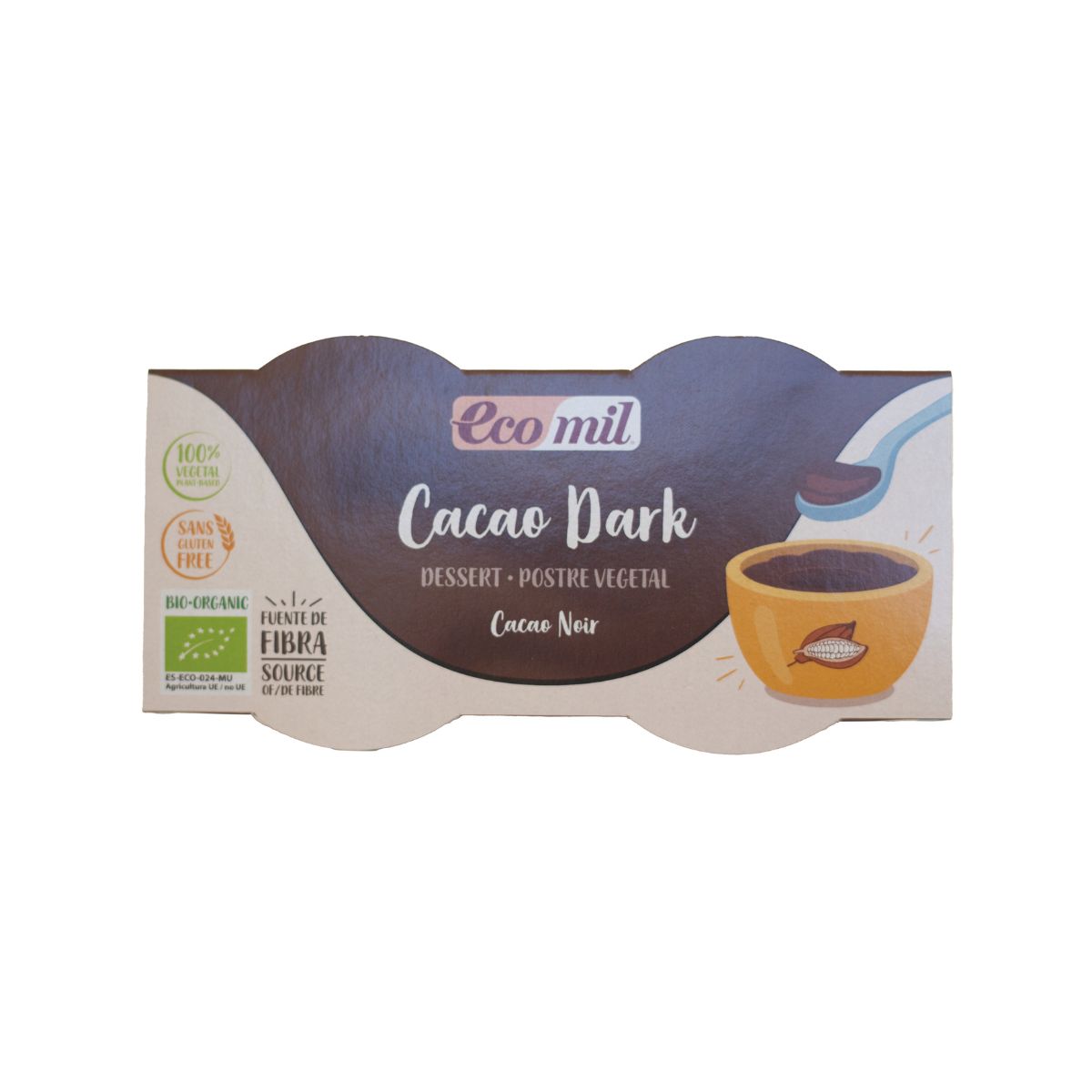 Postre Cacao Dark Bio Ecomil 2 uds de 125 g