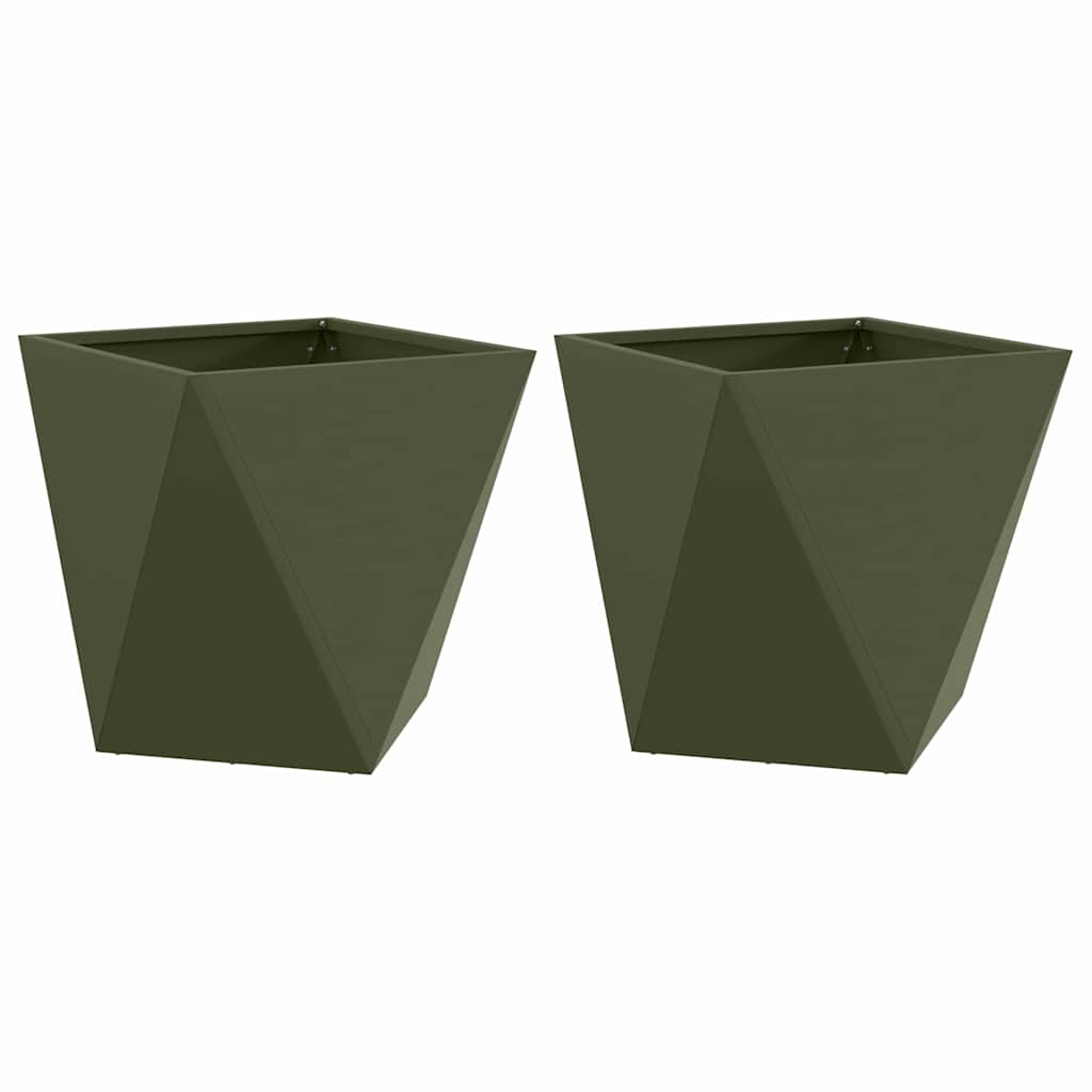 Jardinera 2 Pcs Verde Oliva 40 X 40 X 40 Cm Acero_0