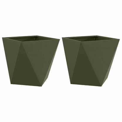 Jardinera 2 Pcs Verde Oliva 40 X 40 X 40 Cm Acero_0