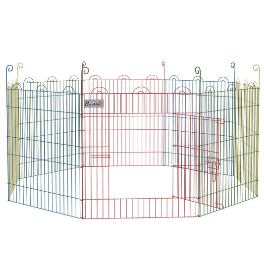 Pawhut Parque Plegable Para Perros De 8 Paneles Ø156x60 Cm Con Puerta Multicolor_0