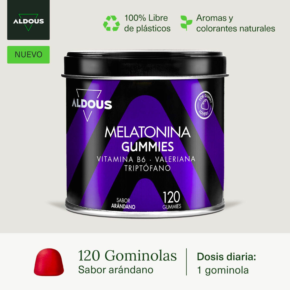 Melatonina en Gominolas Aldous 120 gummies