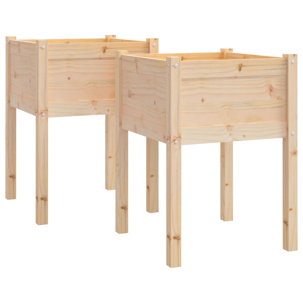 Jardineras 2 Uds Madera Maciza De Pino 50x50x70 Cm_0