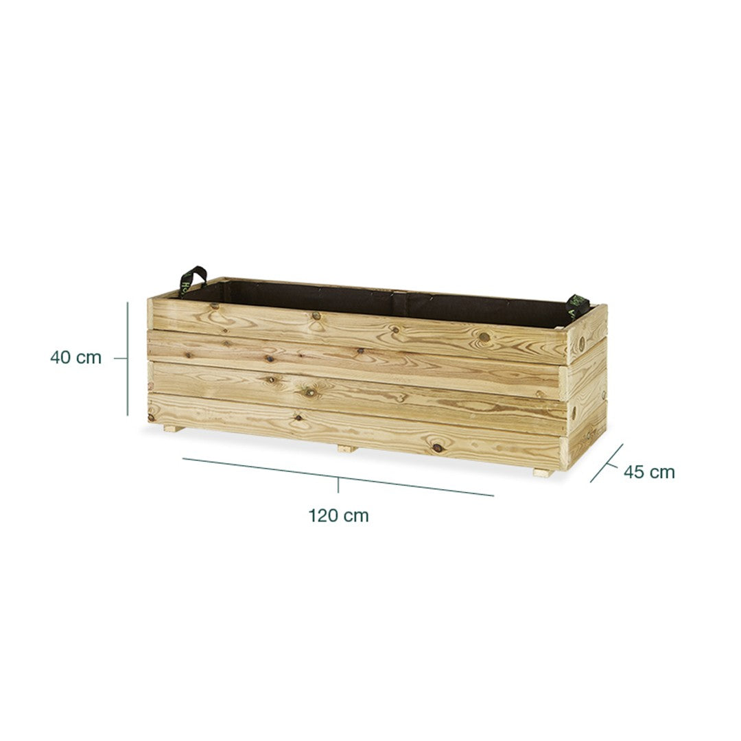 Jardinera Rectangular De Madera Tratada Para Exterior Ghio Hortalia 120x45x40 Cm_5
