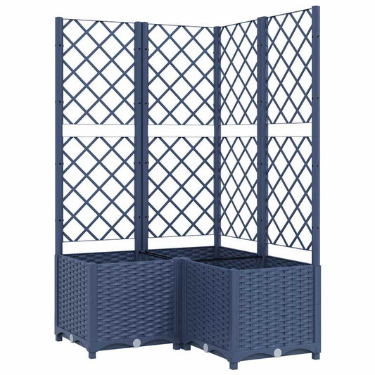 Jardinera Con Enrejado Pp Azul Gris 80x80x136 Cm_0