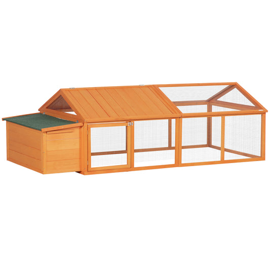 Gallinero De Exterior Pawhut Madera De Abeto, Metal Madera Natural 240x112,5x76 Cm_0