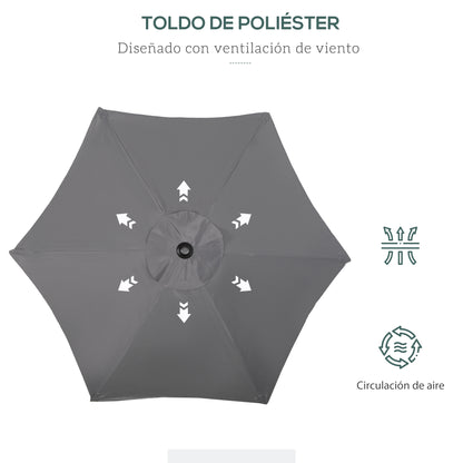 Outsunny Sombrilla De Terraza Exterior Ø2x2 M Con Techo Ventilado Gris Oscuro_5