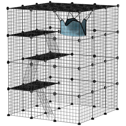 Pawhut Jaula Grande Para Gatos Interior De 4 Niveles 105x105x140 Cm, Negro_1