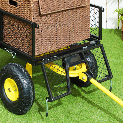 Outsunny Carro De Jardín Carga 200 Kg Negro Y Amarillo_4