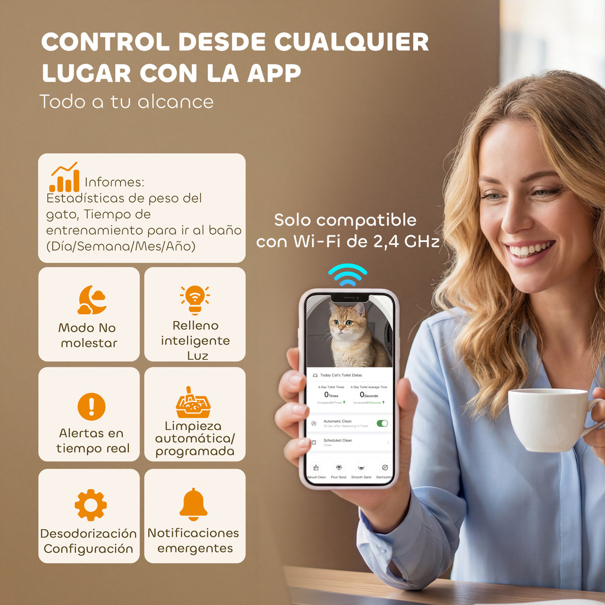 Pawhut Arenero Gatos Autolimpiable 72l Eliminación De Olores Control De App_3
