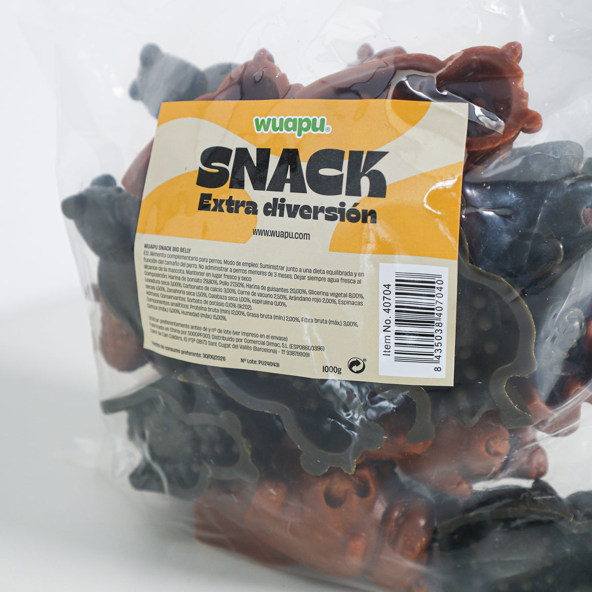 1kg Snacks Dental Para Perro, Sin Gluten Ni Cereales. Forma Osito De 7cm, De 2 Sabores, 25u Aprox_1
