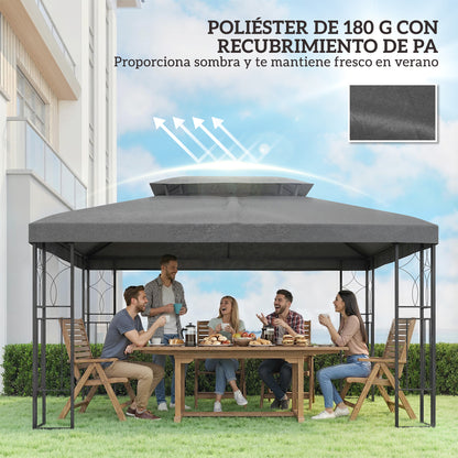 Outsunny Techo De Repuesto Para Cenador 4x3 M Techo Doble Anti-uv Gris Oscuro_5