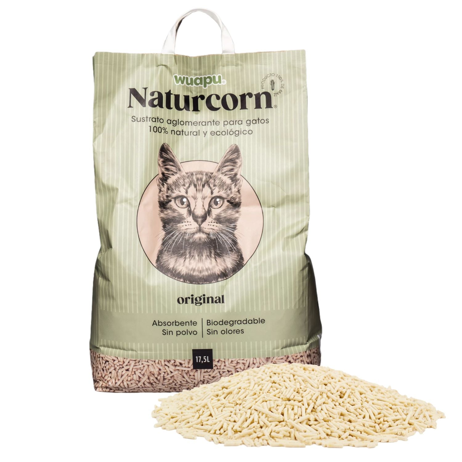 Sustrato Absorbente Wuapu Naturcorn Original En Pelet Biodegradable Para Gato 6 Uds 6l_2