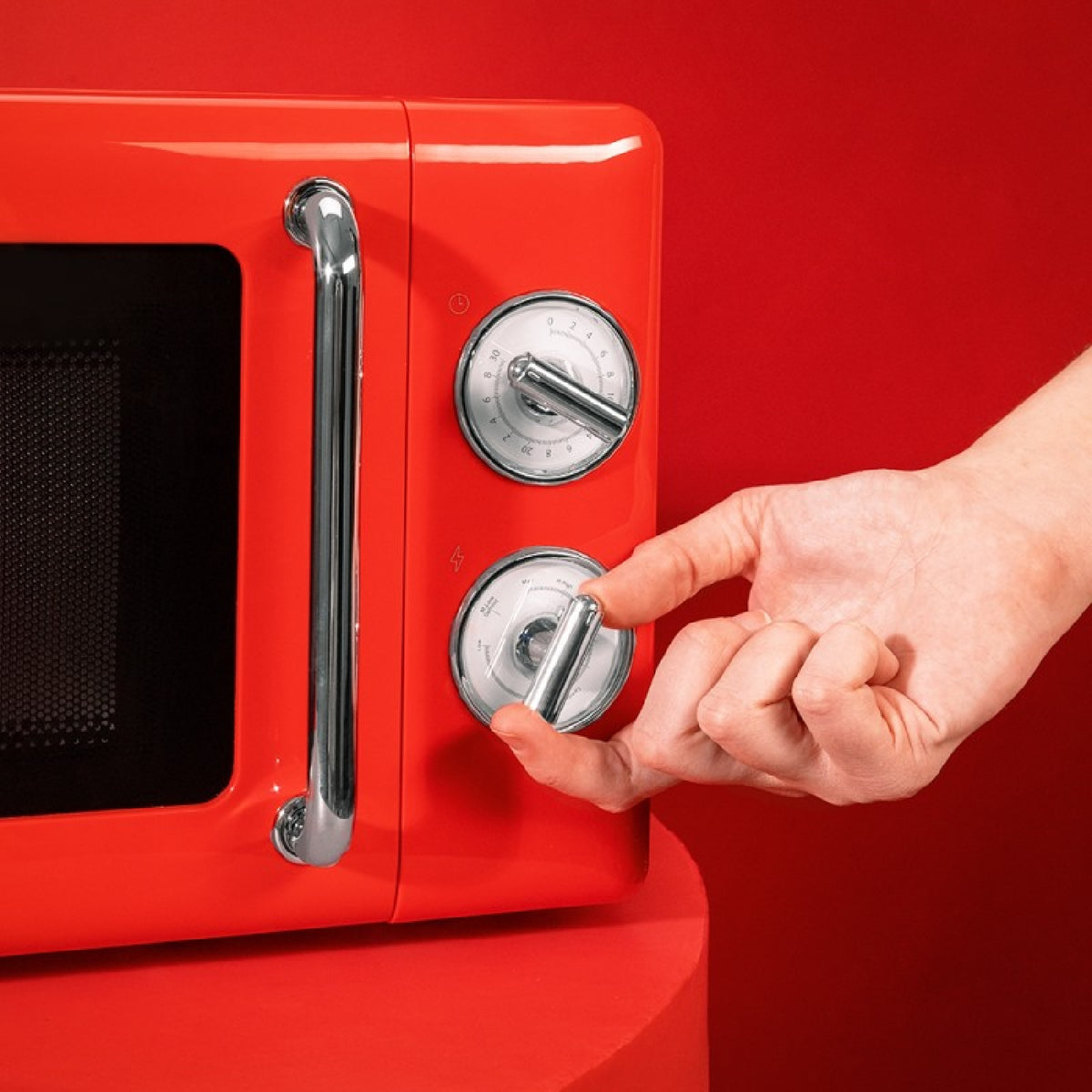 Microondas Mecánico De 20 L Proclean 3010 Retro Red. 700 W En 6 Niveles, Temporizador Hasta 30 Minutos, Modo Descongelación, Diseño Vintage En Rojo,_1