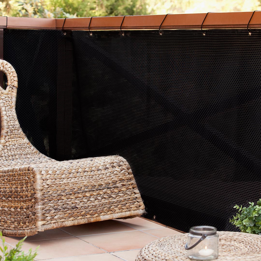 Malla De Balcón Rattan Luxe Black - Ocultación Máxima 0,9x3 M / Multicolor_1